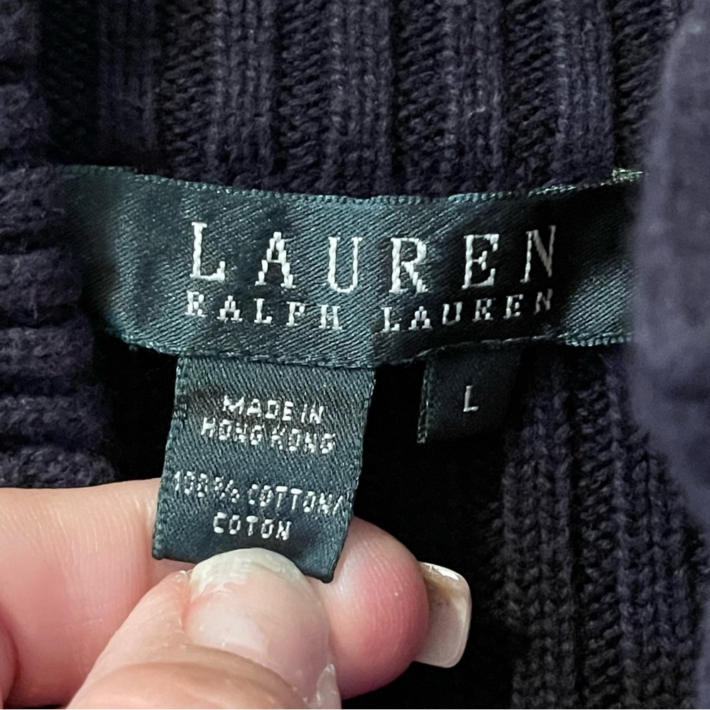 Ralph Lauren Navy Ribbed Button-Up Sweater Jacket - Picture 8 of 12